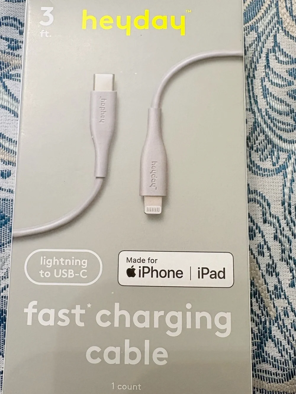Bundle of 2 Fast Charging Cables - NWT 3' Lightning to USB-C Round